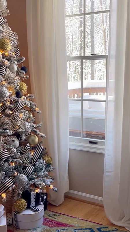 flocked pre-lit Christmas tree Under 200, ornaments, ribbon, Christmas decor

#LTKHoliday #LTKhome #LTKSeasonal