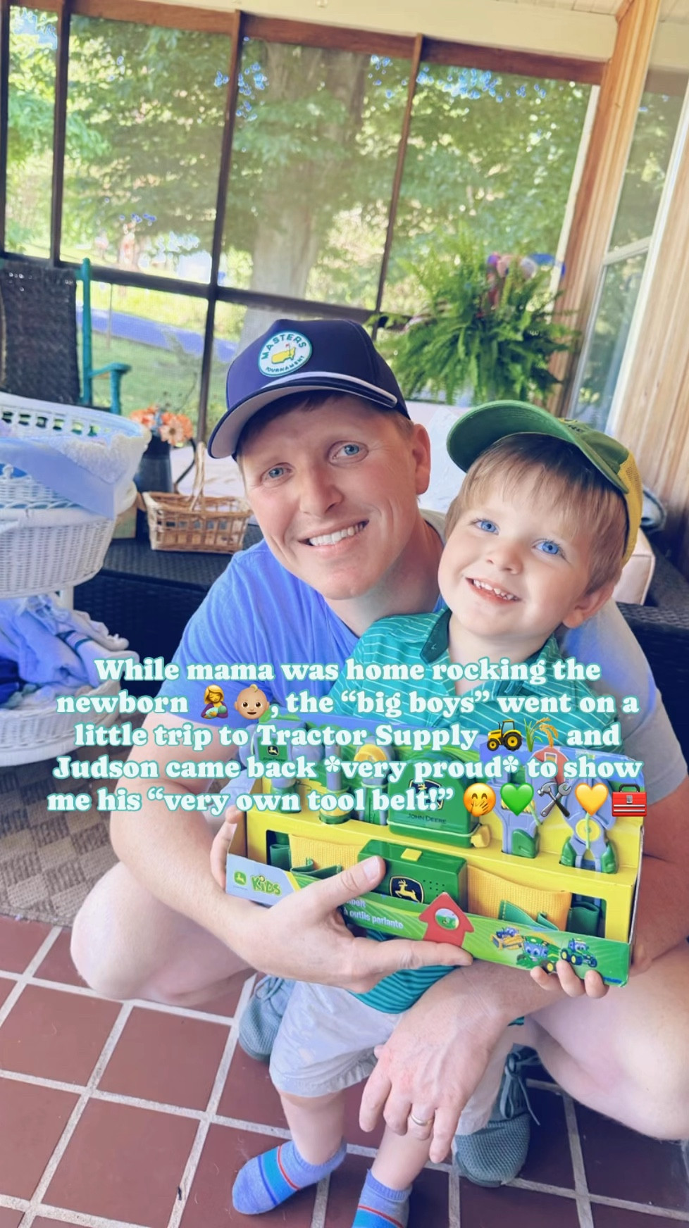 While mama was home rocking the newborn 🤱👶🏼, the “big boys” 💙 went on a little trip to @tractorsupply 🚜🌾 and Judson came back *very proud* to show me his “very own tool belt!” 🤭💚🛠️💛🧰 Our @johndeere loving little country boy sure does love his new John Deere tool belt (to match his beloved John Deere hat hehe 🧢☺️) and I am dying at the cuteness lol!! 😍⚒️🤩🔨✨🪚💪🏽🔧 Linked it for y’all over on my LTKit shop - it’s the cutest little thing and perfect for toddler boys (& handy “big brothers” 😉!! 🔗🫶🏽🛍️ #bigbrotherthings #johndeereboy 

#LTKFamily #LTKKids #LTKBaby