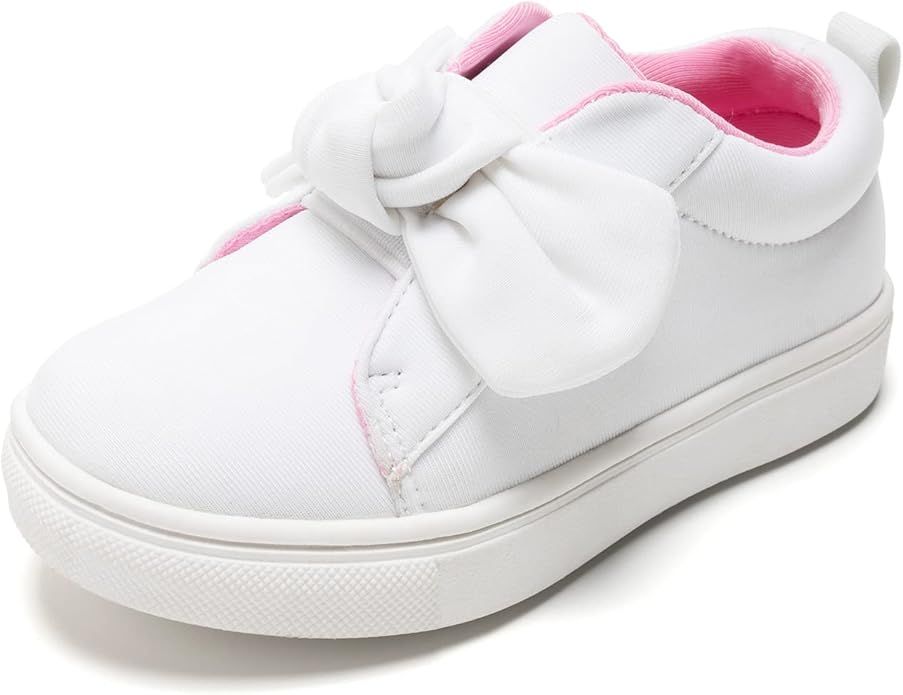 FUNKYMONKEY Girls Sneakers Lightweight Cute Bowknot Casual Walking Shoes for Toddler/Little Kids | Amazon (US)