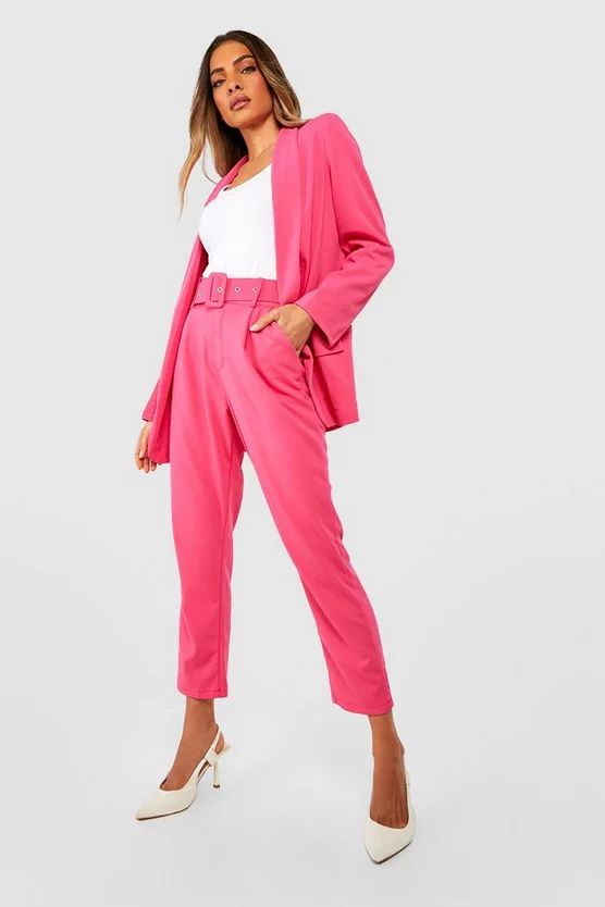 Self Belt Dress Pants | Boohoo.com (US & CA)