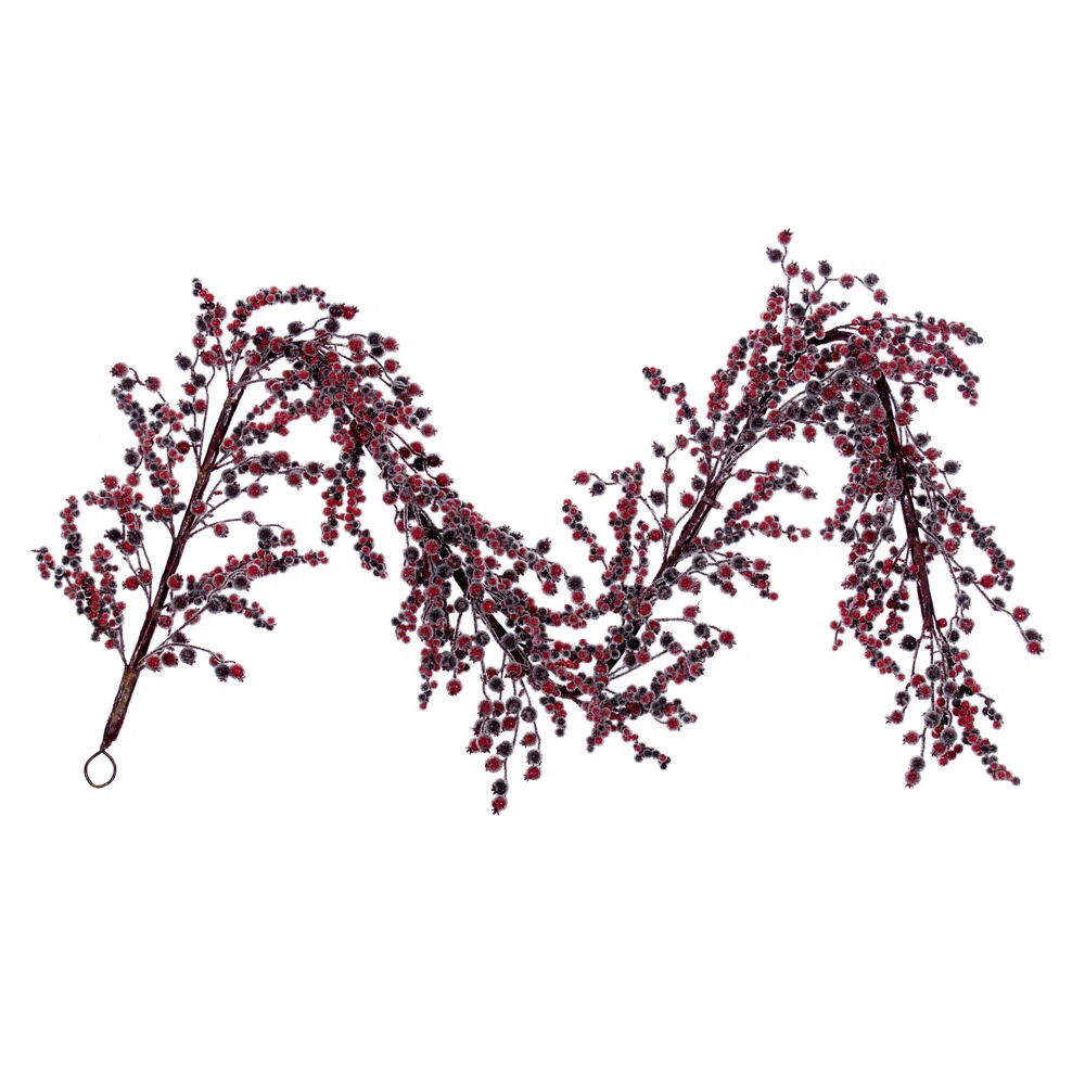 The Holiday Aisle® 72" Winter Icy Red & Burgundy Berry Garland. | Wayfair North America