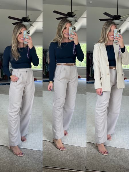 The best dress pants ever. So comfy - you can literally squat in them 😍 curve fit has 2” extra in thigh & booty for comfort. Back of pants has elastic too for even more comfort. 10/10. 
⭐️ code AFLTK for 20% off ⭐️ 
Pants TTS - 29 reg length (I’m 5’5 and these are the same as a size 8) 
Seamless bodysuit - so stretchy & comfy. Double lined. TTS - M 


#LTKworkwear #LTKmidsize #LTKSale