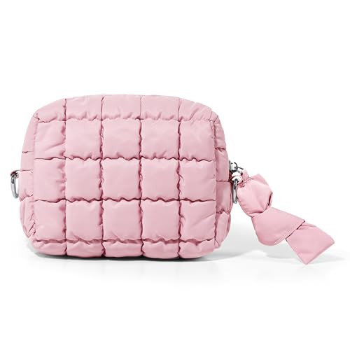 Yarnic Quilted Makeup Bag Cosmetic Bag, Travel Toiletry Bag for Women, Cute Makeup Bag Organizer ... | Amazon (US)