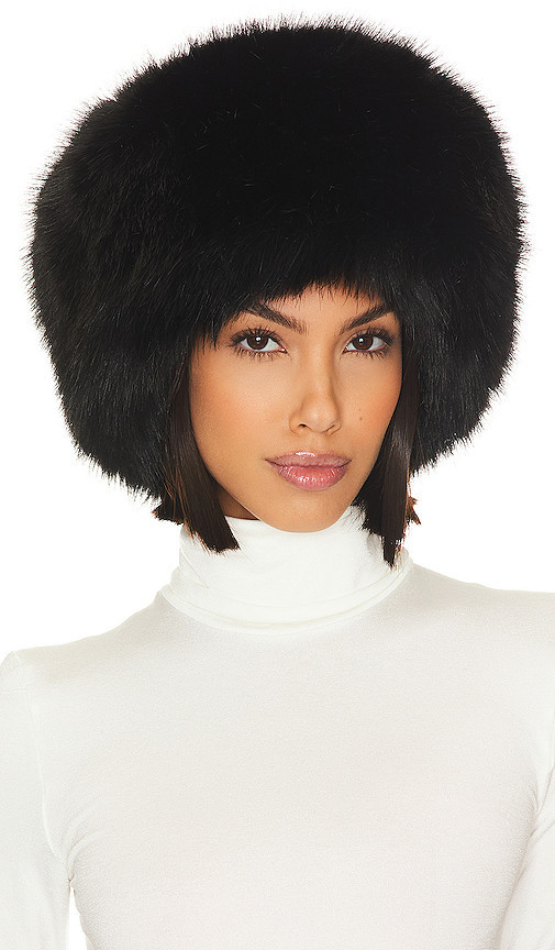 Adrienne Landau Faux Fox Hat in Jet Black. Size all. | Revolve Clothing (Global)