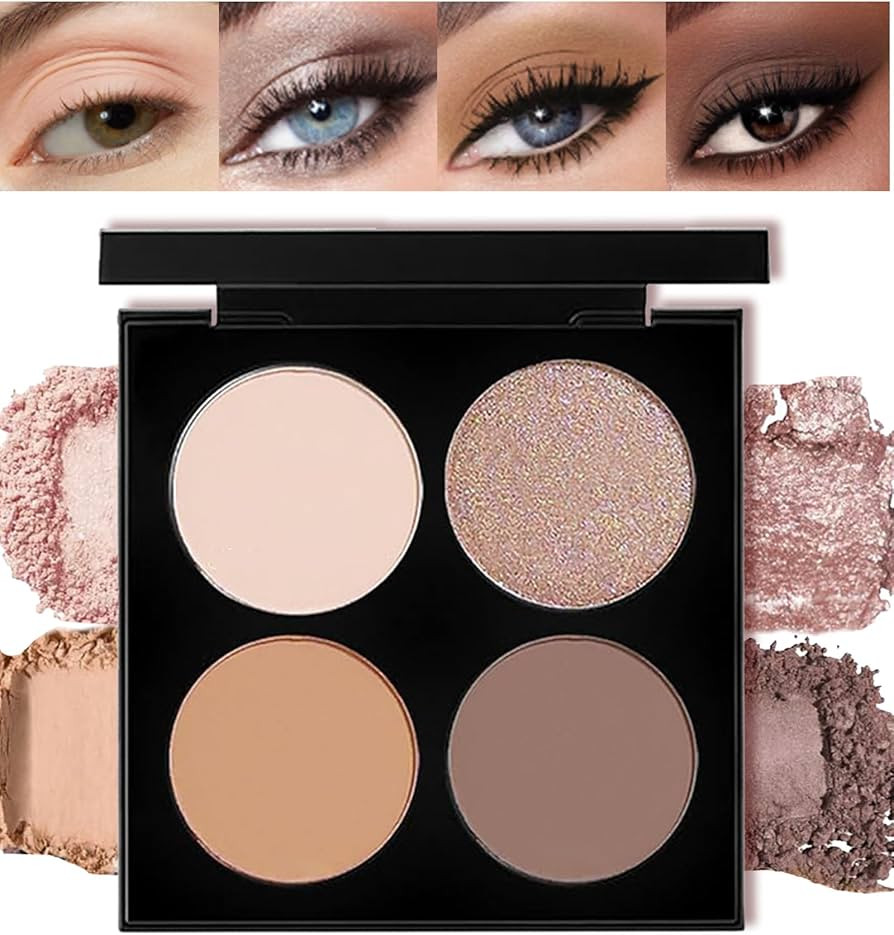 Quad Eyeshadow Makeup Palette,Nude Champagne Gold Light Dark Brown Naked Eyeshadow,Matte to Shimm... | Amazon (US)