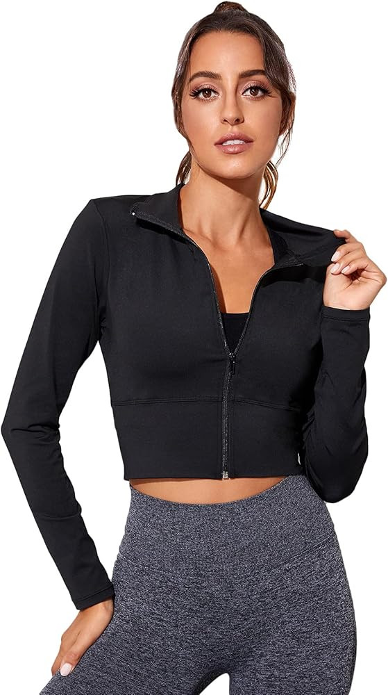 SOLY HUX Women's Lightweight Full Zip Athletic Long Sleeve Crop Running Workout Yoga Sportwear Ja... | Amazon (US)