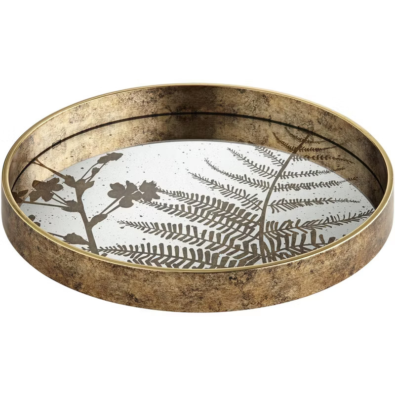 Dahlia Studios Fern Painted Gold and White Round Decorative Tray | Target