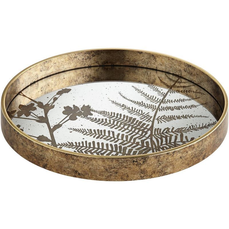 Dahlia Studios Fern Painted Gold and White Round Decorative Tray | Target