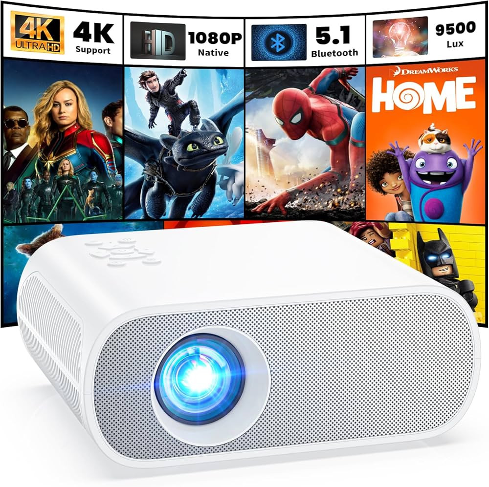 Projector, Native 1080P Full HD Bluetooth Projector with Speaker, 9500 Lumens Outdoor Portable Mo... | Amazon (US)