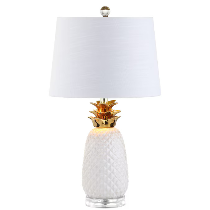 JONATHAN  Y Transitional 23-in Gold Rotary Socket Table Lamp with Linen Shade Lowes.com | Lowe's