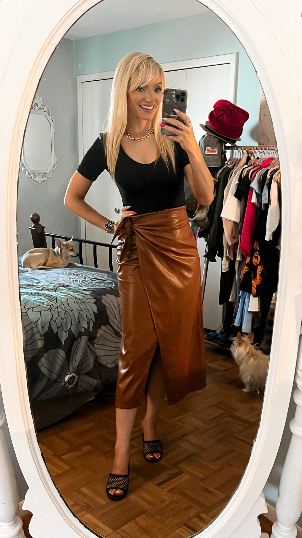 Pumiey bodysuit like SKIMS on Amazon - short sleeve v neck bodysuit only $25.99. Different colors available. I am in a small - faux leather wrap midi skirt - business casual - summer work outfit - summer style - Amazon Fashion - Amazon finds - Amazon deals 

#LTKSeasonal #LTKworkwear #LTKunder50