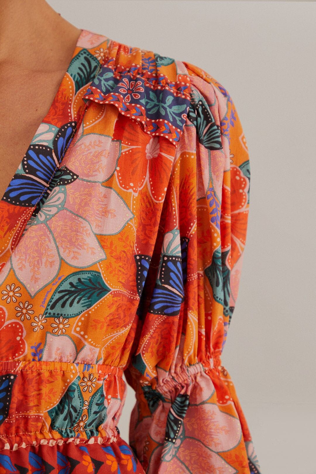 Orange Marias Floral Long Sleeve Blouse | FarmRio