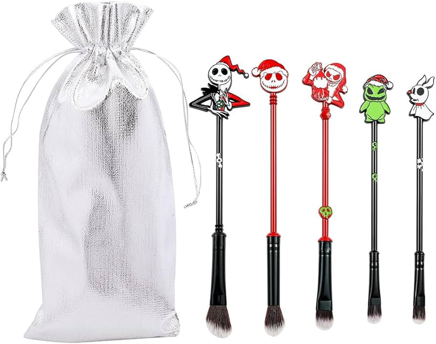 Nightmare Before Christmas Makeup Brushes - 5pcs Corpse Bride Anime Make Up Brush Set Silver Draw... | Amazon (US)