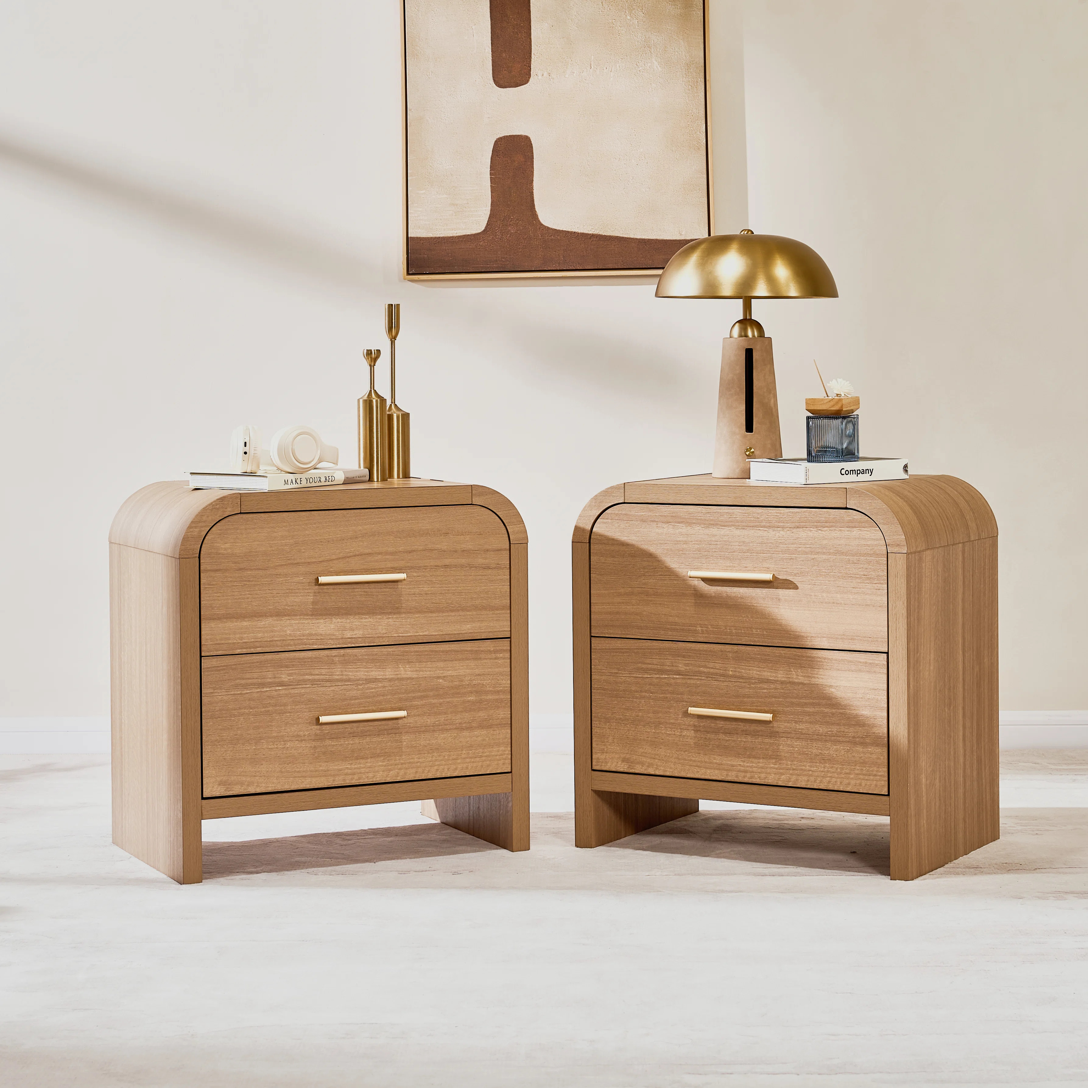 Modern Drawer Nightstand - Curved Design With Optimal Storage Balance | Wayfair North America