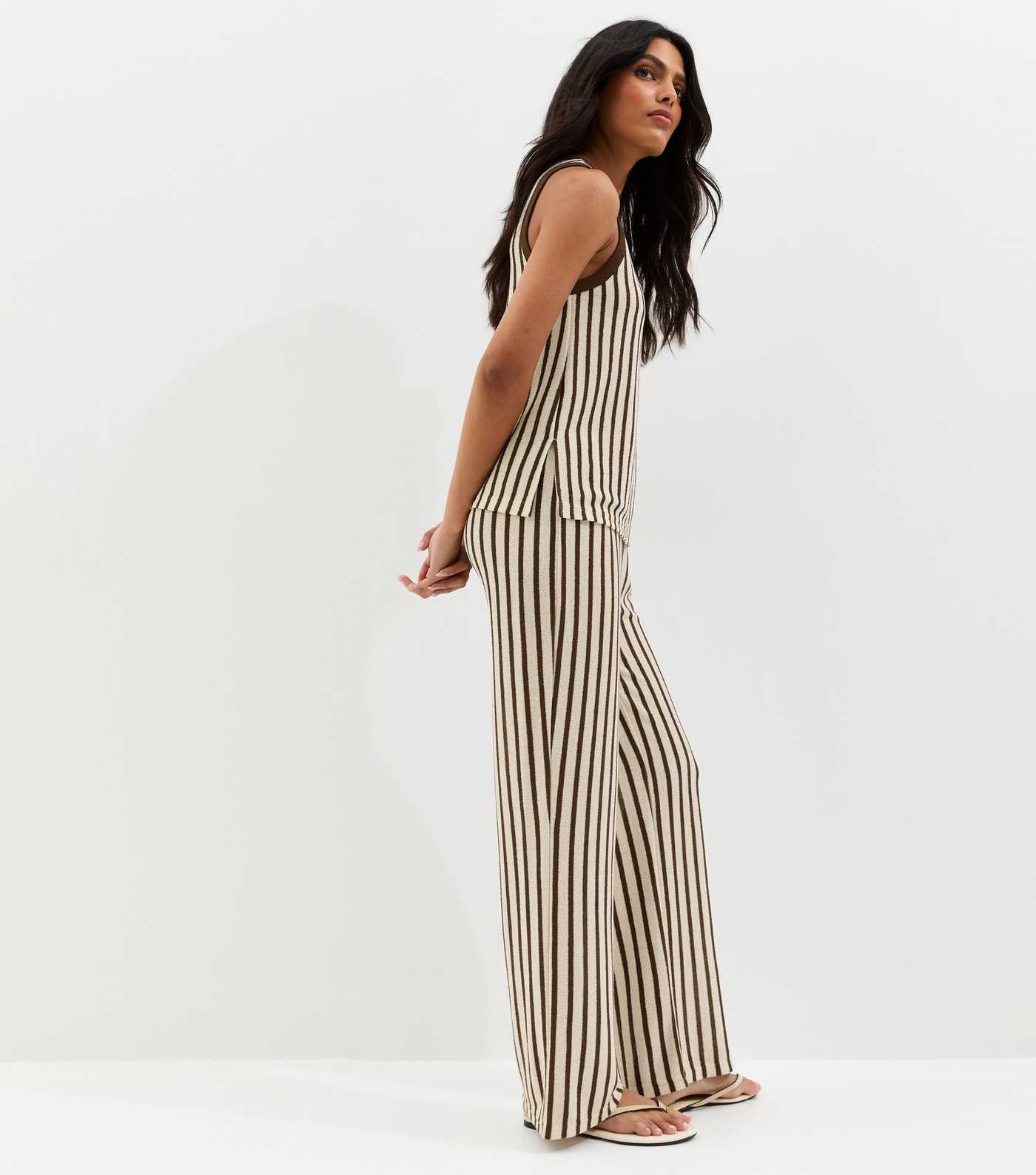 Brown Striped Soft Touch Trousers | New Look | New Look (UK)