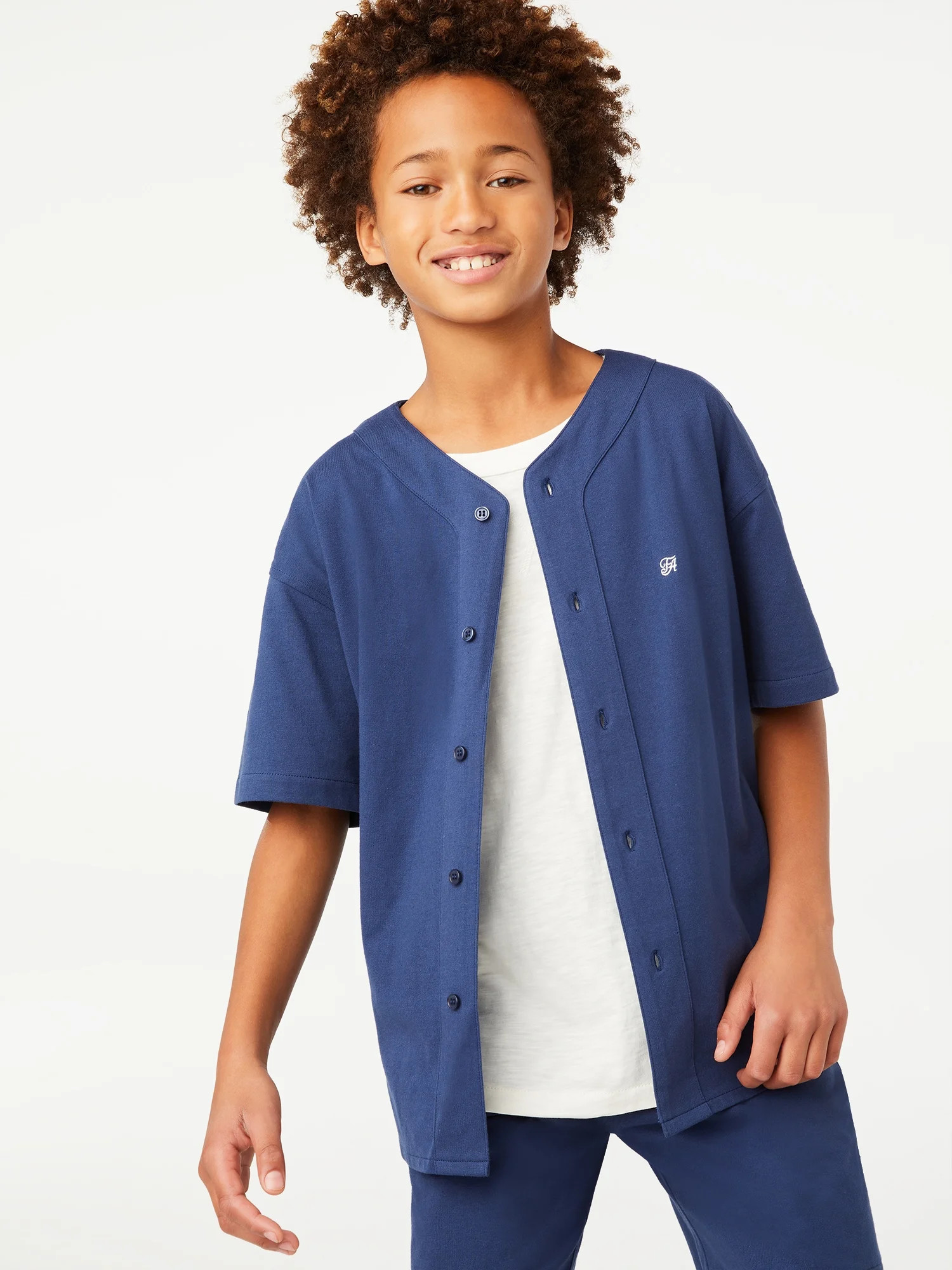 Free Assembly Boys' Short Sleeve Baseball Jersey Shirt, Sizes 4-18 - Walmart.com | Walmart (US)