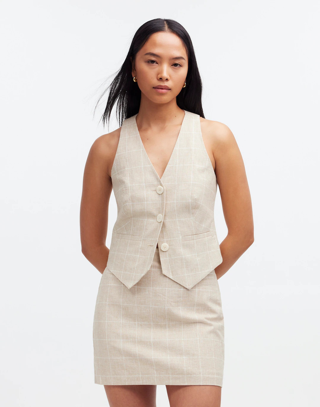Linen Vest Top in Plaid | Madewell