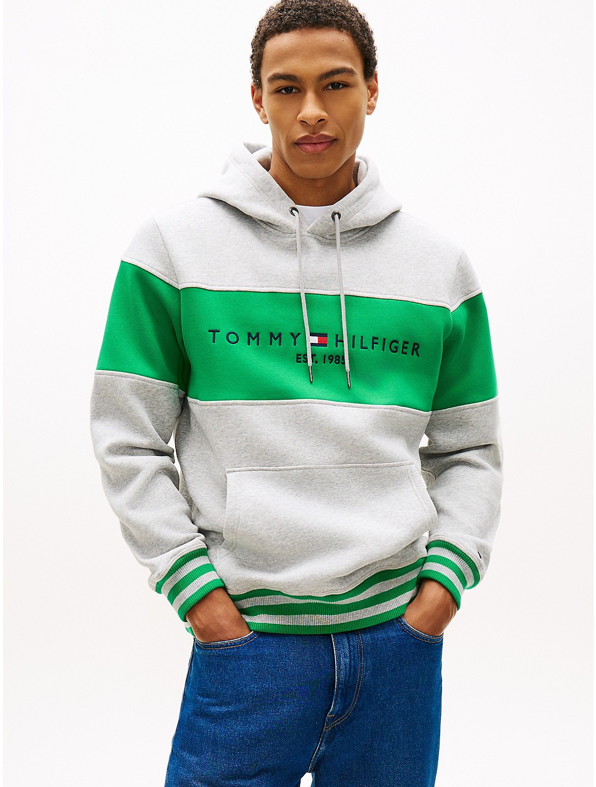Tommy Hilfiger Men's Colorblock Logo Hoodie - Grey - XS | Tommy Hilfiger (US)