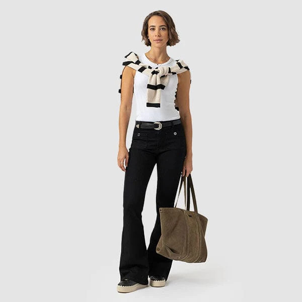 Bowie Stretch Flare Jeans - Jet Black | Saint + Sofia