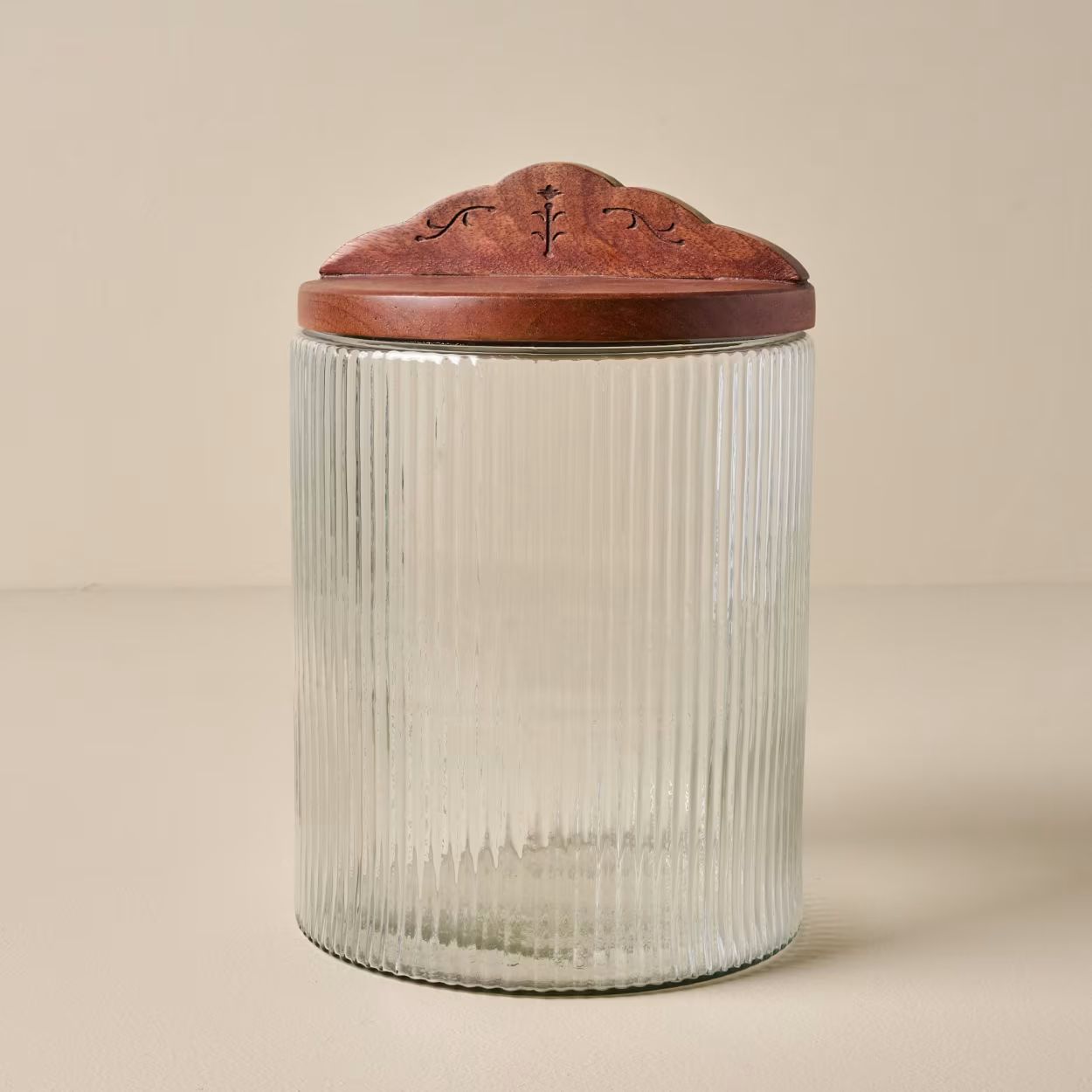 Antiqued Wood Ribbed Glass Canister | Magnolia