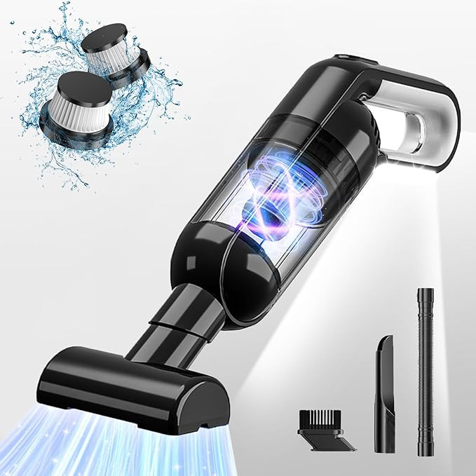 Handheld Vacuum Cordless, Portable Car Vacuum with LED Light,Rechargeable Small Vacuum Cleaner wi... | Amazon (US)