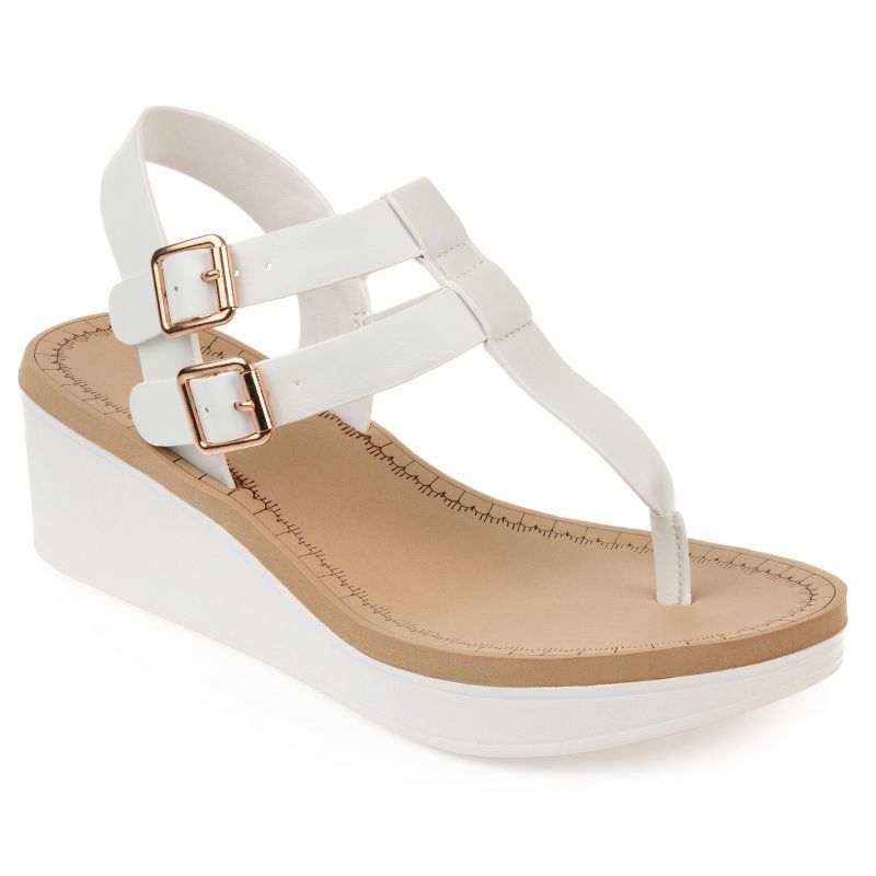 Journee Collection Womens Bianca Tru Comfort Foam Wedge Heel Buckle Sandals | Target