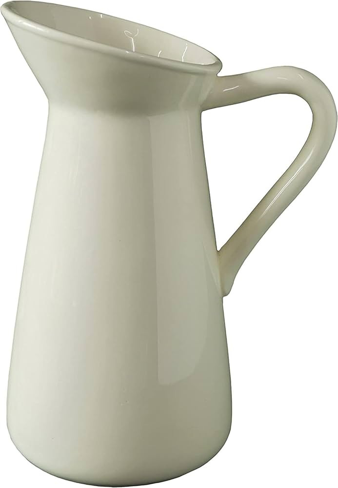 Hosley Set of 3 Crackle Ivory Ceramic Vases Bundle with Cream Ceramic Pitcher Vase 10 Inches High... | Amazon (US)