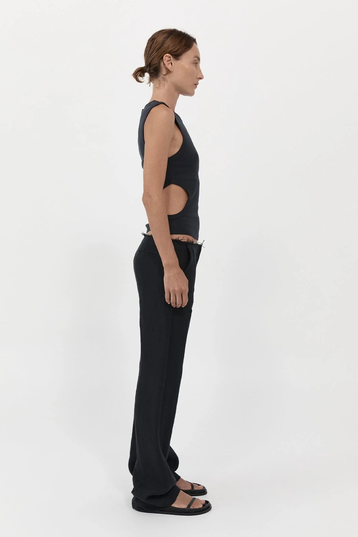 Organic Cotton Cut Out Tank - Black | St. Agni