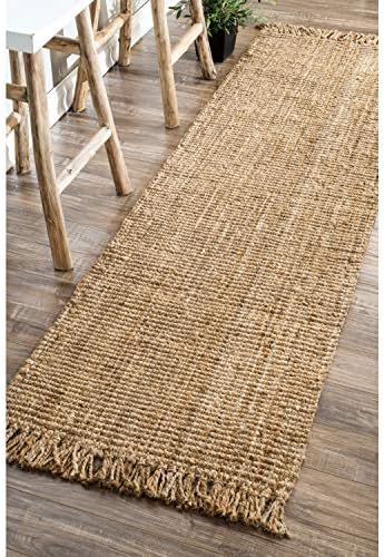 nuLOOM Hand Woven Chunky Natural Jute Farmhouse Runner Rug, 2' 6" x 6', Natural | Amazon (US)