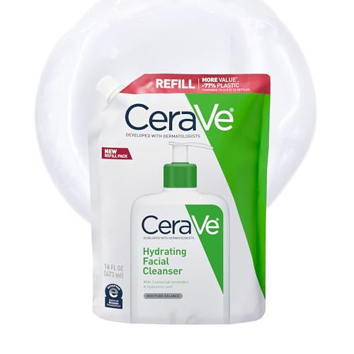 CeraVe Hydrating Facial Cleanser, Moisturizing Face Wash For Dry Skin, Hyaluronic Acid + Ceramides + Glycerin, Hydrating Cleanser For Normal To Dry Skin, 16 Ounce Refill | Amazon (US)