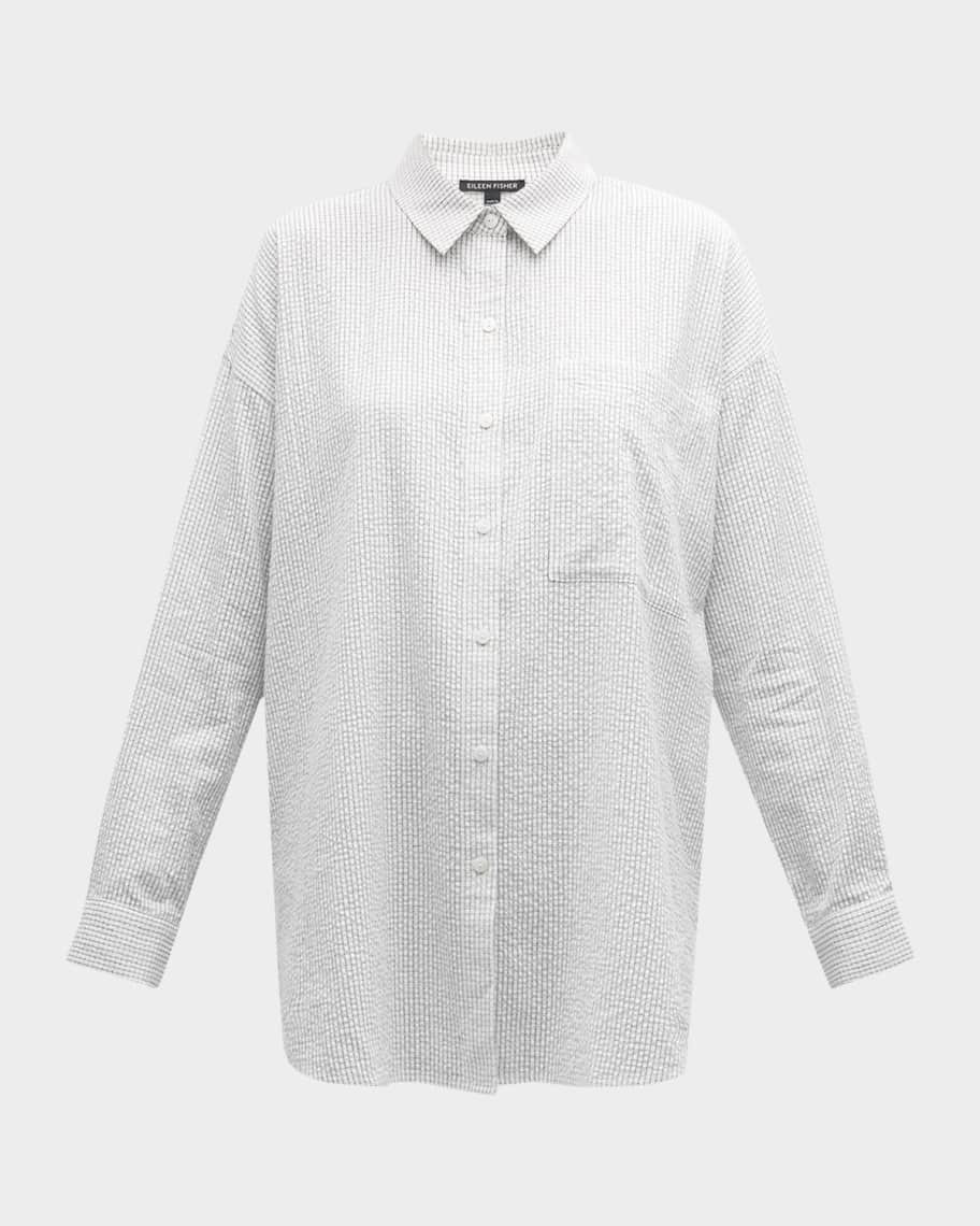 Eileen Fisher Ripple Grid Organic Cotton Shirt | Neiman Marcus