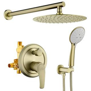 CASAINC 5-Spray Patterns 3.2 GPM 10 in. Wall Mounted Dual Shower Heads with Rough-In Valve Body a... | The Home Depot