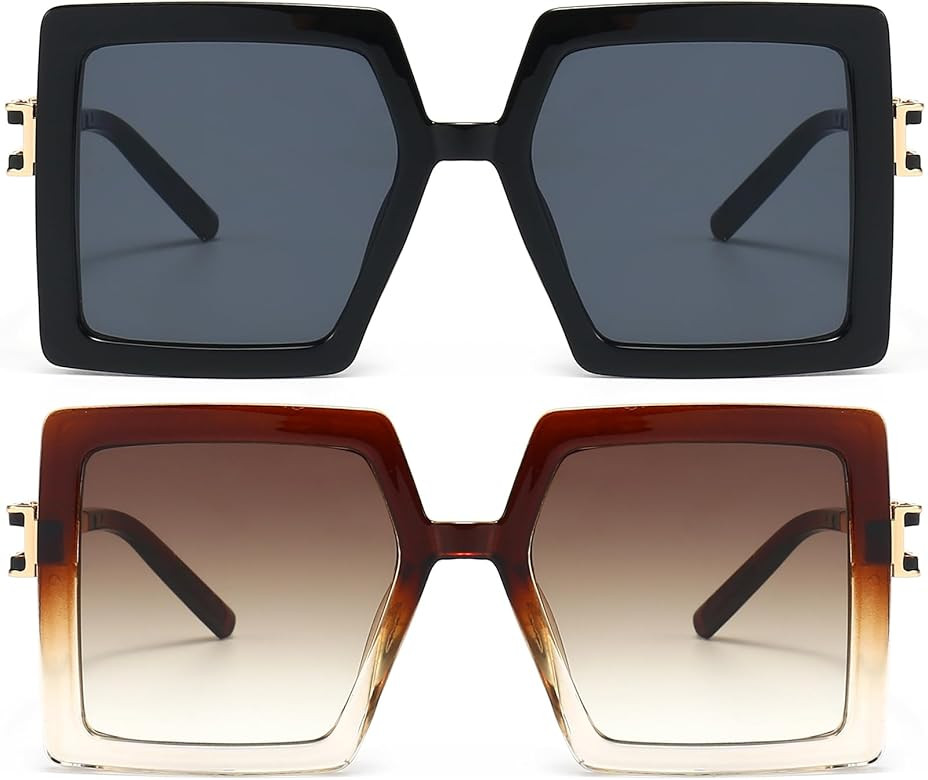 AIEYEZO Oversized Sunglasses for Women Square Fashion Big Large Frame Sun Glasses UV400 Protectio... | Amazon (US)