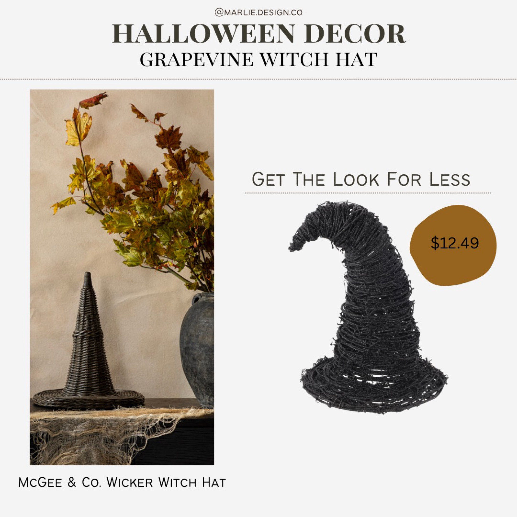 Get the look for less with this affordable witch hat and spray paint it with this matte brown spray paint | Halloween Decor | wicker witch hat | woven witch hat | rattan witch hat | grapevine witch hat | spray paint | McGee & co | Michael’s | dupe | the look for less | spooky decor | witch hat decor 

#LTKHalloween #LTKSeasonal #LTKunder50
