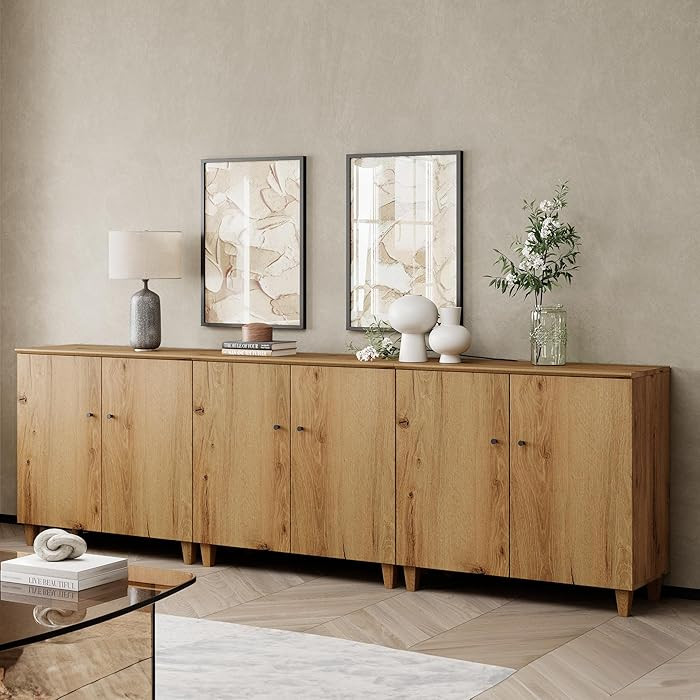 WAMPAT TV Stand Cabinets for 85+ Inches TVs, 3-in-1 Wood Entertainment Center with Doors and 9 Co... | Amazon (US)