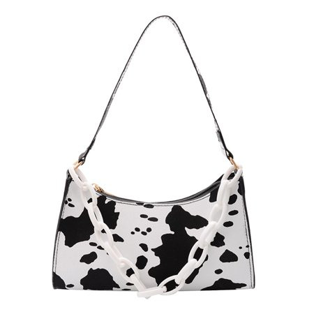 TIE-LION Cow Print Handbag Women PU Acrylic Chain Underarm Shoulder Bags (White) | Walmart (US)