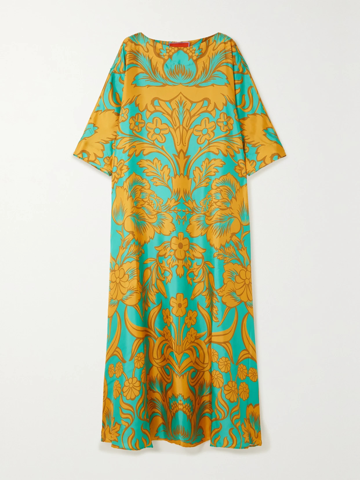 La DoubleJ - Draped Printed Silk-twill Maxi Dress - Blue | NET-A-PORTER (US)