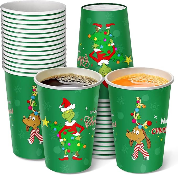 CIOEY 30 Pack Christmas Disposable Cups for Kids Adults, Christmas Table Decorations Paper Cups f... | Amazon (US)