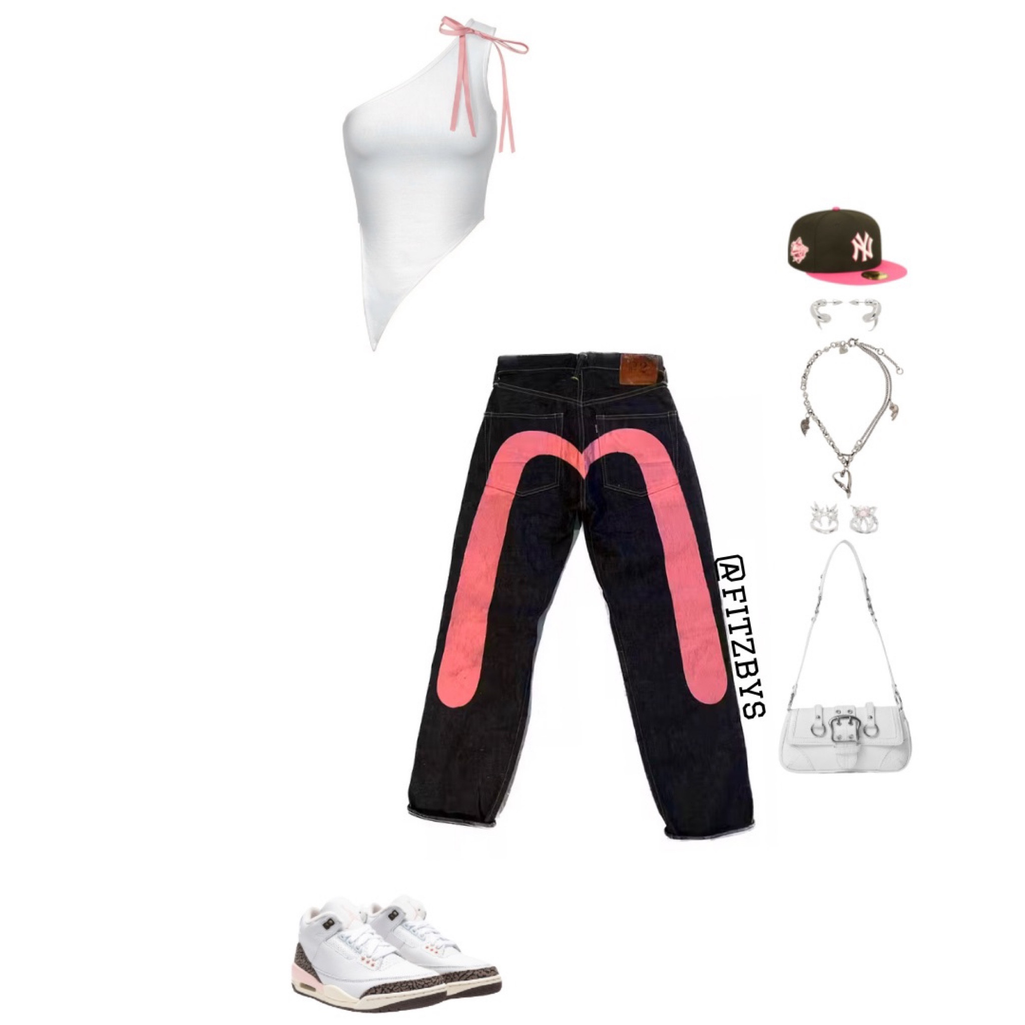Streetwear outfit

the kript, white asymmetrical one shoulder top, white top with bow, one shoulder top, evisu jeans, graphic jeans, evisu outfit, evisu pink jean, evisu denim, baggy jeans, dark denim, jumpman, Jordan 3 retro Neapolitan, Jordan 3 outfits, silver jewelry, brown and pink Ny fitted hat, white shoulder bag, street style outfit, cute outfit, aesthetic, y2k street wear, fall outfit, cute casual outfits, everyday outfit, cute top, cute jeans, outfit ideas, street style outfit, fall clothes, fall season, pink outfit,
#virtualstylist #outfitideas #outfitinspo #trendyoutfits #fashion #cuteoutfit #fallstyle #everydayoutfit #casualoutfit #baggyjeans #whitecutetop #streetwear
 #everydayoutfit 

#LTKshoecrush #LTKU #LTKstyletip