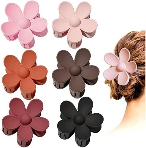 6PCS Hair Claw Clips, Matte Flower Hair Clips, Large Claw Clips For Women Thick Hair, Big Cute Ha... | Amazon (CA)