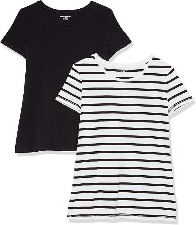 Amazon Essentials Women's Classic-Fit Short-Sleeve Crewneck T-Shirt, Pack of 2 | Amazon (US)