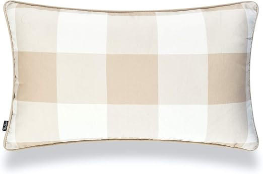 Hofdeco Coastal Patio Indoor Outdoor Lumbar Pillow Cover ONLY for Backyard, Couch, Sofa, Tan Buff... | Amazon (US)