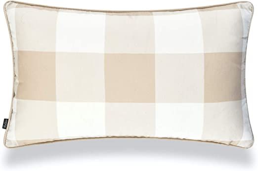 Hofdeco Coastal Patio Indoor Outdoor Lumbar Pillow Cover ONLY for Backyard, Couch, Sofa, Tan Buff... | Amazon (US)
