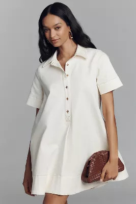 The Pollie Short-Sleeve Swing Tunic Mini Dress | Anthropologie (US)