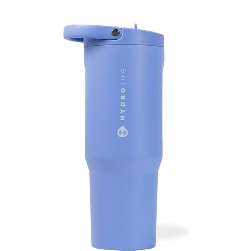 HydroJug Sport - Stainless Steel Tumbler with Straw, Vacuum Insulated, 32oz Leakproof Water Bottle, Ergonomic Design, Reusable, Dishwasher Safe, Rubber Base, Durable for Gym or Outdoors, Light Blue | Amazon (US)