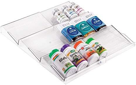 mDesign Plastic Adjustable/Expandable Vitamin Rack Drawer Organizer Tray Insert for Bathroom Vani... | Amazon (US)