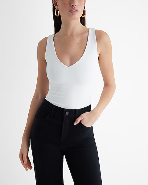 Body Contour High Compression Double V-Neck Bodysuit | Express
