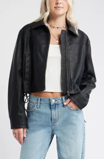 BP. Side Tie Faux Leather Moto Jacket | Nordstrom | Nordstrom