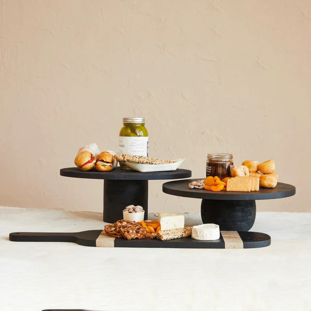 Everest Black Cake/Pedestal Trays | Pepper + Vetiver