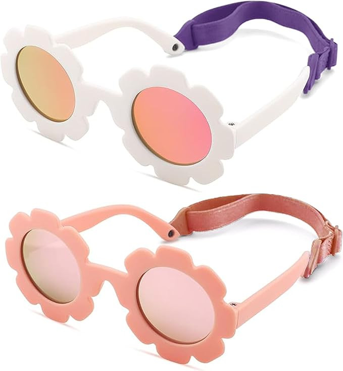 2PCS Baby Sunglasses, Flower Polarized Infant Sunglasses with Adjustable Strap for Newborn Infant... | Amazon (CA)